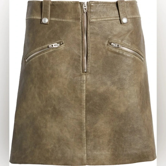 NWT BLANKNYC Zip Pocket Faux Leather Mini Skirt in Wild World Green Brown Y2K 26 - Picture 6 of 15